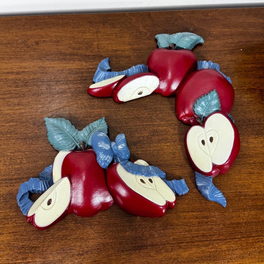 Vintage Home Interiors Red Apple Wall Decor Set of 2 Homco 7626 1990s